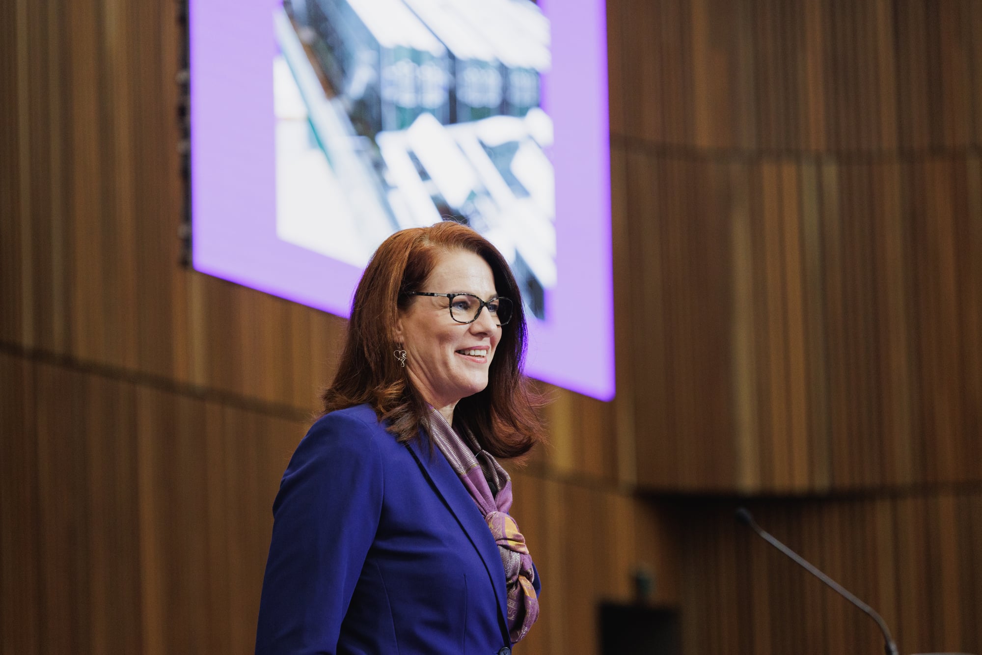 Angela Hucker delivering a keynote